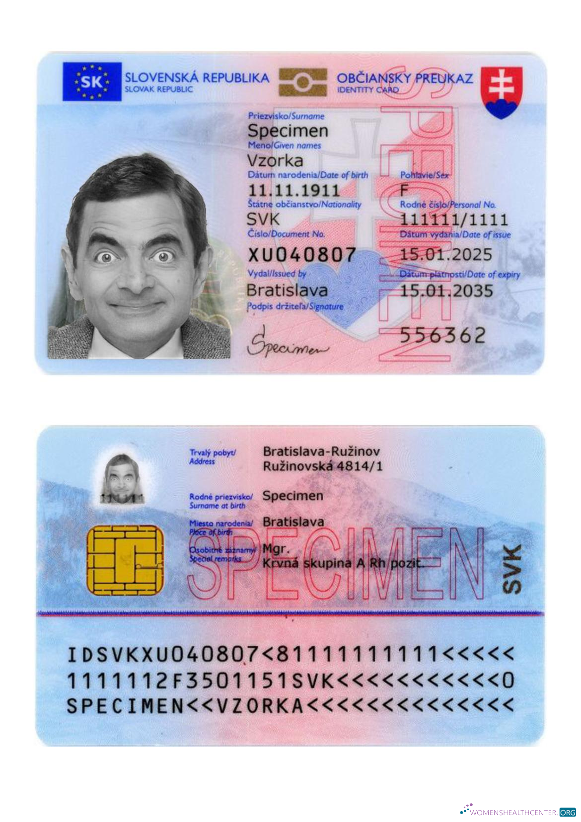 Download Slovakia ID card 2025 present Photoshop template